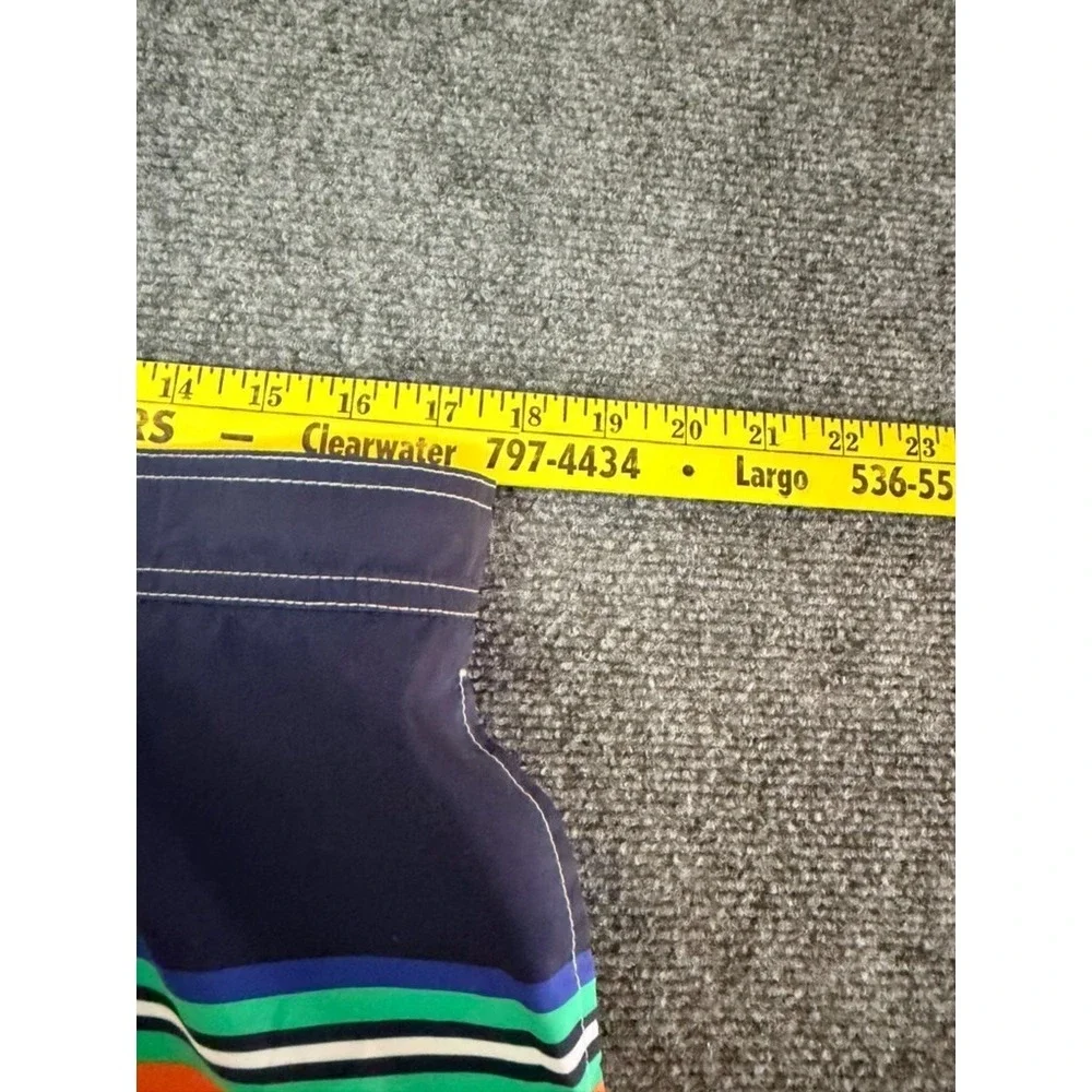 Polo Ralph Lauren Mens Orange Blue Striped Kailua Swim Trunks Shorts Size XL